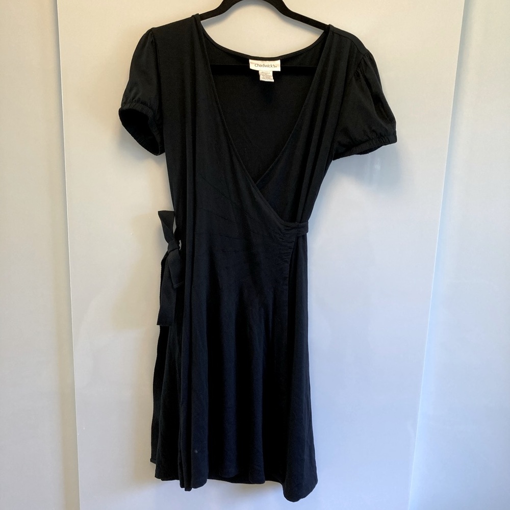 Black wrap dress with short sleeves size 10